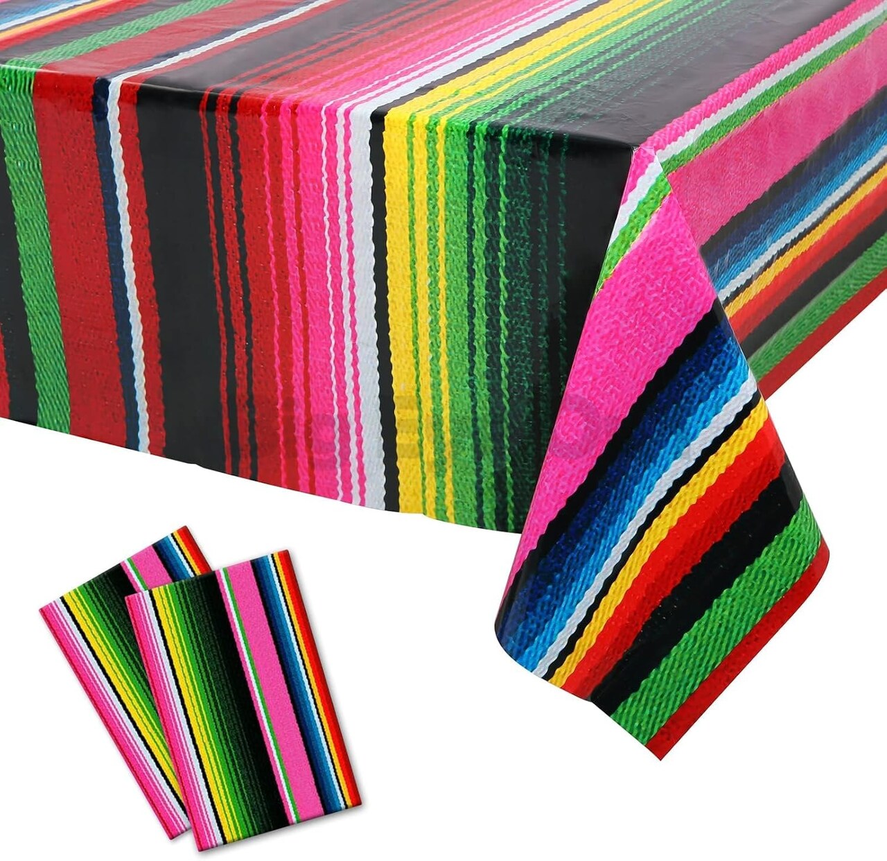 2-Pack Mexican Fiesta Tablecloth 54x108in – Disposable Cinco de Mayo & Day of the Dead Party Decor